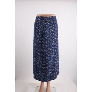Boden Navy and Mustard Floral Midi Skirt